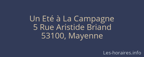 Un Eté à La Campagne