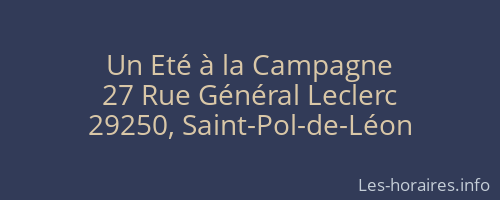 Un Eté à la Campagne