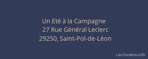 Un Et&eacute; &agrave; la Campagne