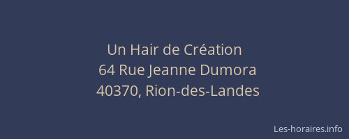 Un Hair de Cr&eacute;ation