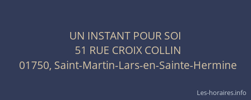 UN INSTANT POUR SOI