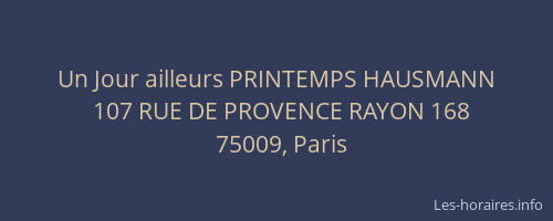Un Jour ailleurs PRINTEMPS HAUSMANN