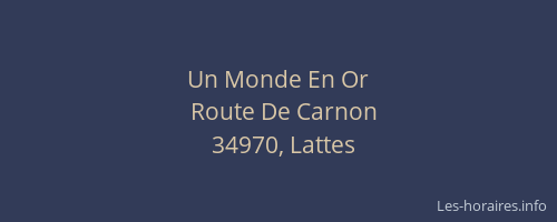 Un Monde En Or