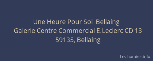 Une Heure Pour Soi  Bellaing