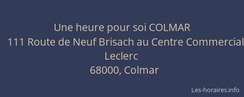 Une heure pour soi COLMAR