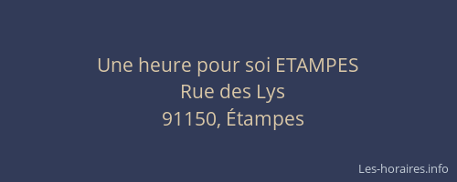 Une heure pour soi ETAMPES