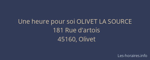 Une heure pour soi OLIVET LA SOURCE