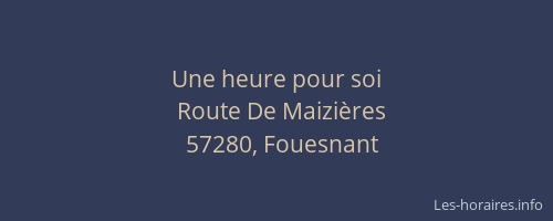 Une heure pour soi