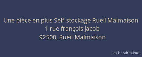 Une pièce en plus Self-stockage Rueil Malmaison