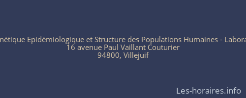 Unité 542 - Génétique Epidémiologique et Structure des Populations Humaines - Laboratoire I.N.S.E.R.