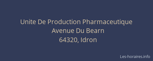 Unite De Production Pharmaceutique