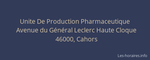 Unite De Production Pharmaceutique