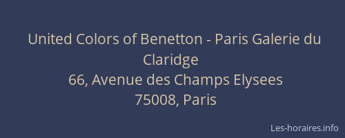 United Colors of Benetton - Paris Galerie du Claridge