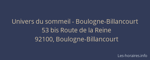 Univers du sommeil - Boulogne-Billancourt
