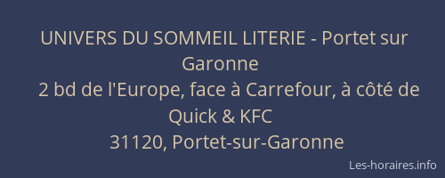 UNIVERS DU SOMMEIL LITERIE - Portet sur Garonne