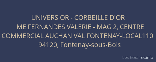 UNIVERS OR - CORBEILLE D'OR