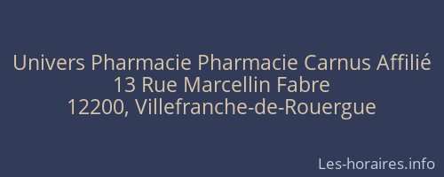 Univers Pharmacie Pharmacie Carnus Affilié