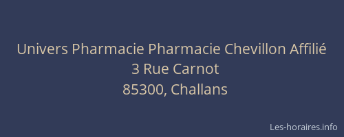 Univers Pharmacie Pharmacie Chevillon Affilié