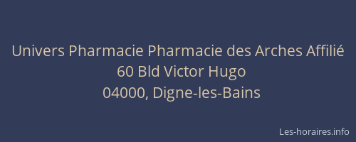 Univers Pharmacie Pharmacie des Arches Affilié