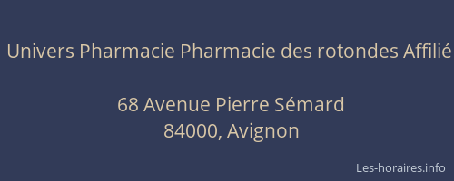 Univers Pharmacie Pharmacie des rotondes Affilié
