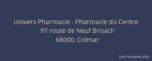 Univers Pharmacie - Pharmacie du Centre