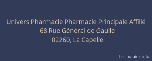 Univers Pharmacie Pharmacie Principale Affilié