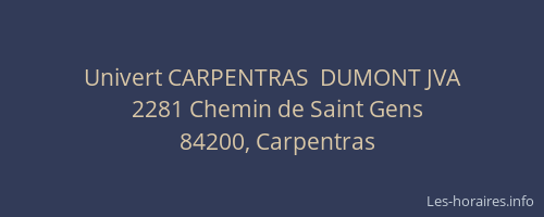 Univert CARPENTRAS  DUMONT JVA