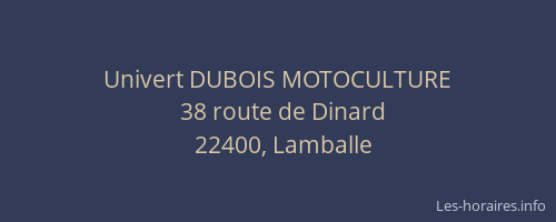 Univert DUBOIS MOTOCULTURE