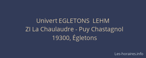 Univert EGLETONS  LEHM