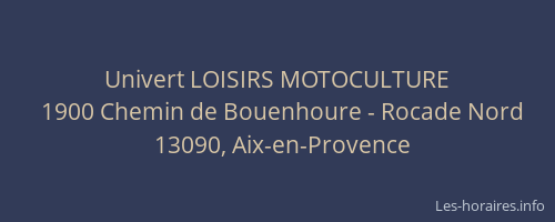 Univert LOISIRS MOTOCULTURE