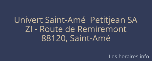 Univert Saint-Amé  Petitjean SA