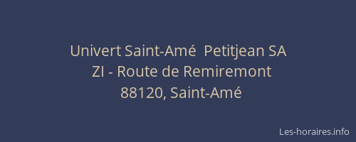 Univert Saint-Amé  Petitjean SA