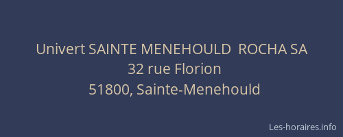 Univert SAINTE MENEHOULD  ROCHA SA