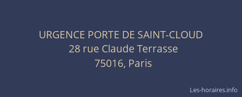 URGENCE PORTE DE SAINT-CLOUD
