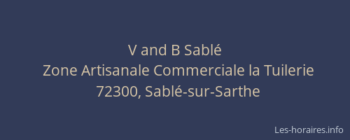 V and B Sabl&eacute;