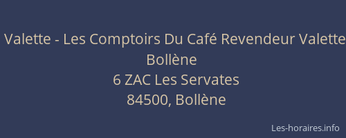 Valette - Les Comptoirs Du Caf&eacute; Revendeur Valette Boll&egrave;ne