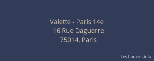 Valette - Paris 14e