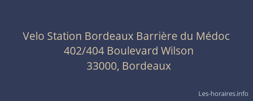 Velo Station Bordeaux Barrière du Médoc