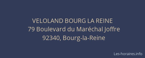 VELOLAND BOURG LA REINE