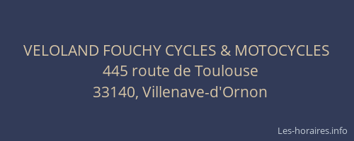 VELOLAND FOUCHY CYCLES & MOTOCYCLES