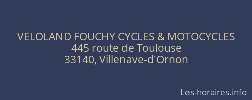 VELOLAND FOUCHY CYCLES & MOTOCYCLES