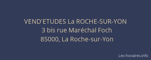 VEND'ETUDES La ROCHE-SUR-YON