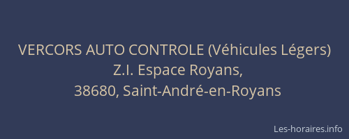 VERCORS AUTO CONTROLE (V&eacute;hicules L&eacute;gers)