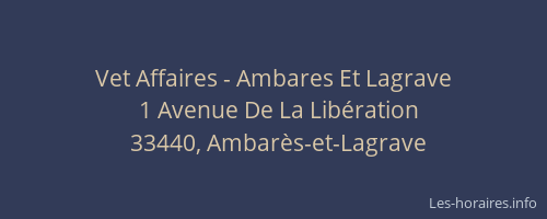 Vet Affaires - Ambares Et Lagrave
