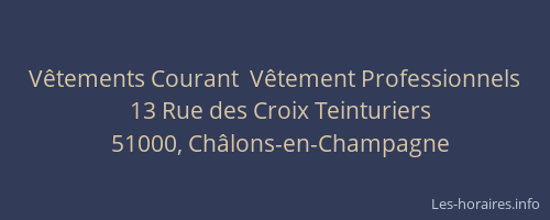 Vêtements Courant  Vêtement Professionnels