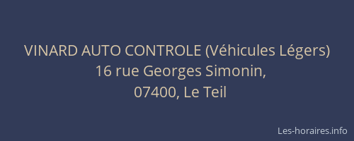 VINARD AUTO CONTROLE (Véhicules Légers)