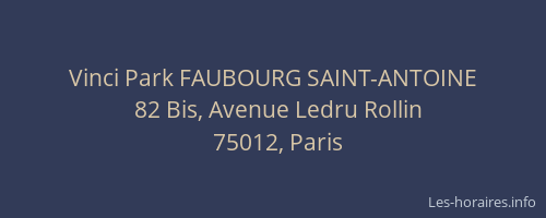Vinci Park FAUBOURG SAINT-ANTOINE
