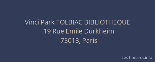 Vinci Park TOLBIAC BIBLIOTHEQUE