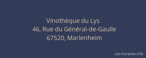 Vinothèque du Lys