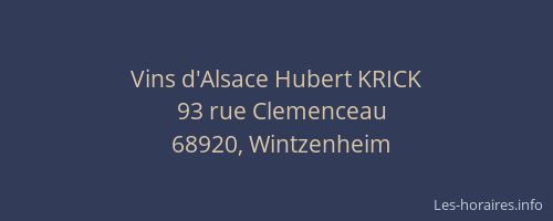 Vins d'Alsace Hubert KRICK